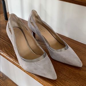 Franco Sarto grey and silver kitten heels